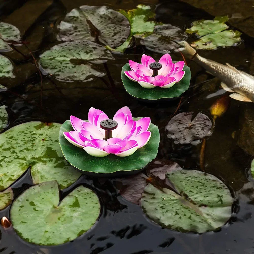 Lotus Shape Floating Garden Fountain Life Up To 20000 Hours Solar Powered Fountain Pump Water Lily Ornaments for Decore Garden