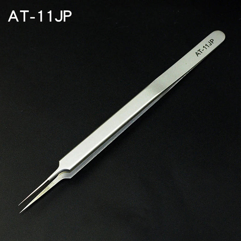 Precision Stainless Steel AT-11JP Straight AT-15JP Curved Ultra Thin Fly Line Tweezers Set For Industrial Phone Repair Tools