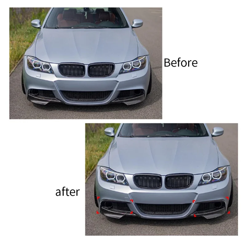 독특한 자동차 밝은 검정색 앞 범퍼 스플리터 스포일러 트림 안개등 카나드 부품 BMW 3 시리즈 E90 E91 LCI M 스포츠 2009-2012