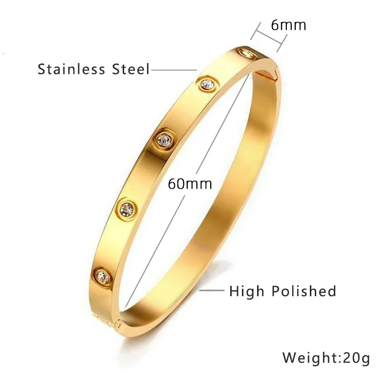 Stainless Steel Bracelet Htpwe Stainless Steel Diamond Ring Stacking Bracelet Women 18k Gold Plated Couple Holiday Gift Fashion Bracelet Party Jewelry