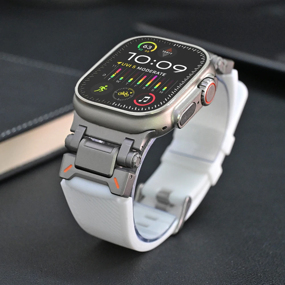 

Ремешок силиконовый для Apple Watch Ultra 2 49 мм Series 9 7 5 6 Se, мягкий браслет из титана для Iwatch 45 мм 42 мм 44 мм
