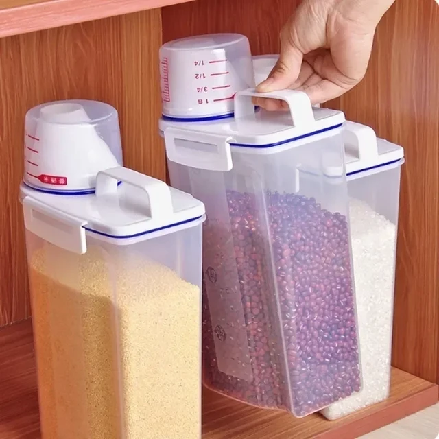 Cereal Container, Plastic Food Dispenser For Grain Cereal Flour