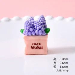 Miniature Flower Pot and Sunflower Rose Resin Ornaments - Decorative Cream Accessories - As shown as picture (Hyacinth)