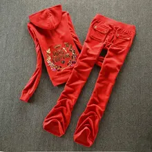 

Autumn Winter 2022 Women's Brand Velvet Fabric Tracksuits Velour Suit Women Track Suit Hoodies And Pants Fat Sister Sportswear