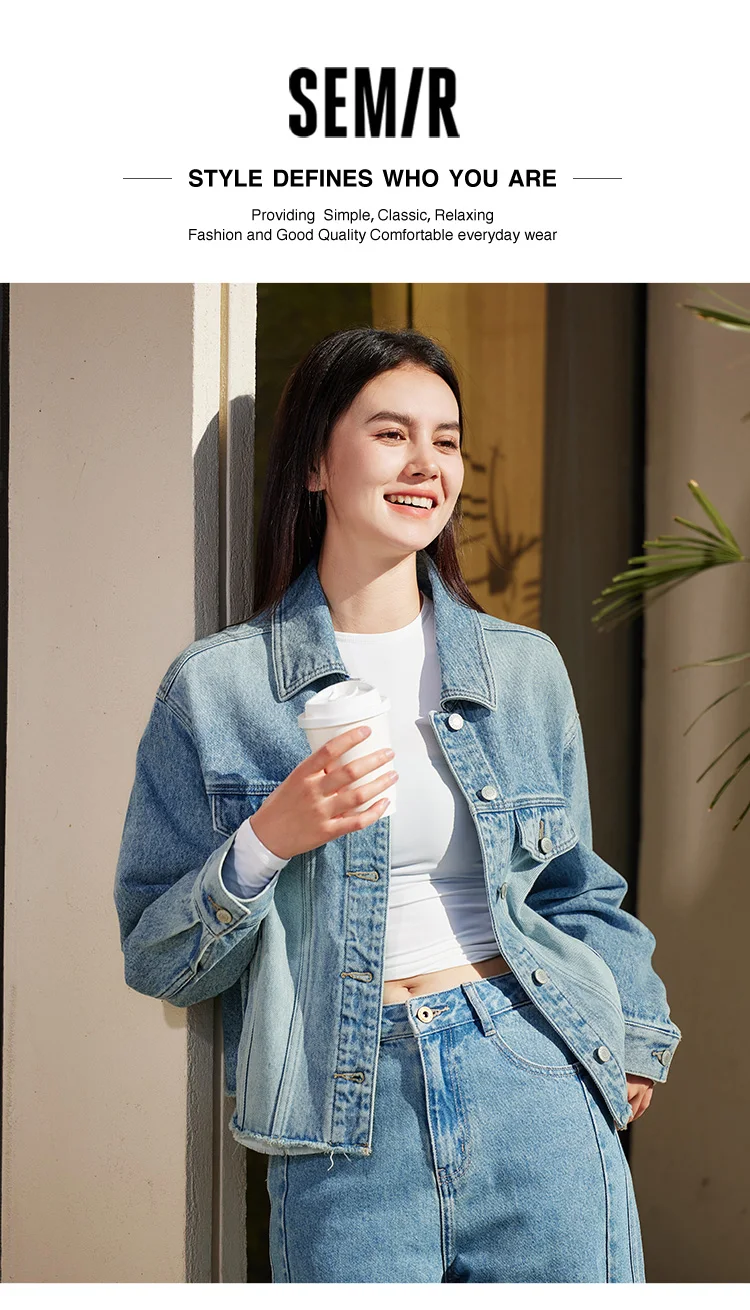 Denim Jacket Women Short Style Fringed Trendy Street Style Spring Dopamine Loose Lapel Jacket