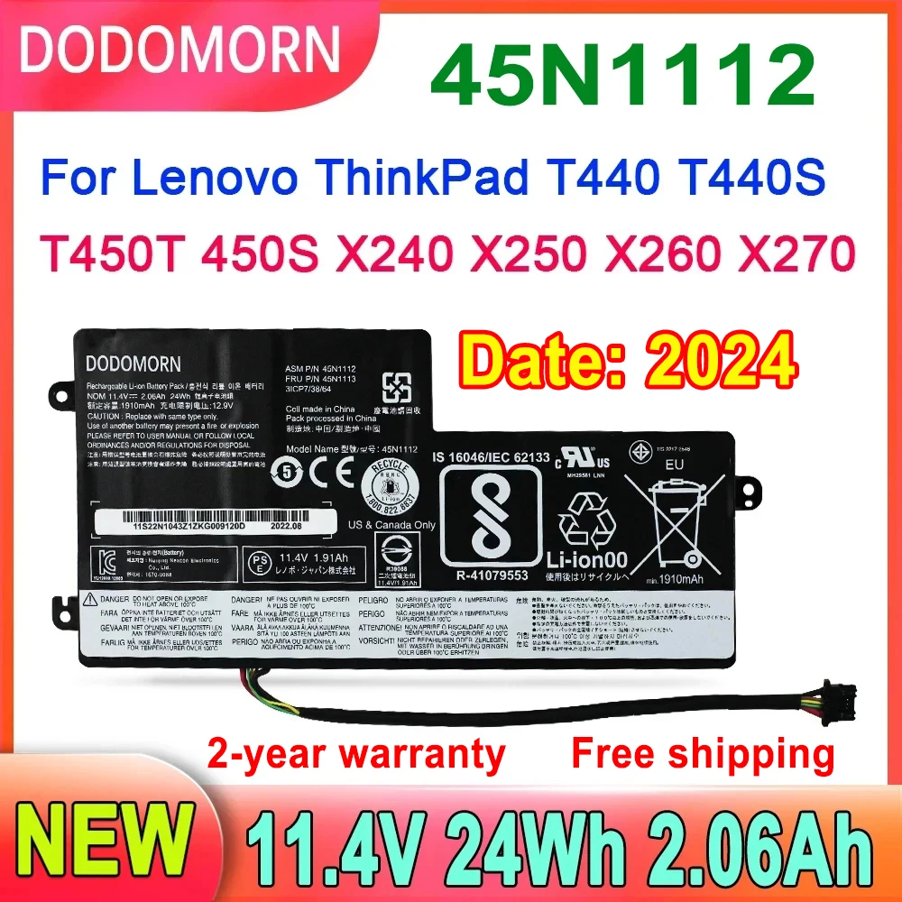 Dodomorn-bateria do Portátil para Lenovo Thinkpad T440 T440s T450 T450s X240 X250 X260 X270 45n1110 45n1111 45n1112 11.4v 24wh 2.06ah