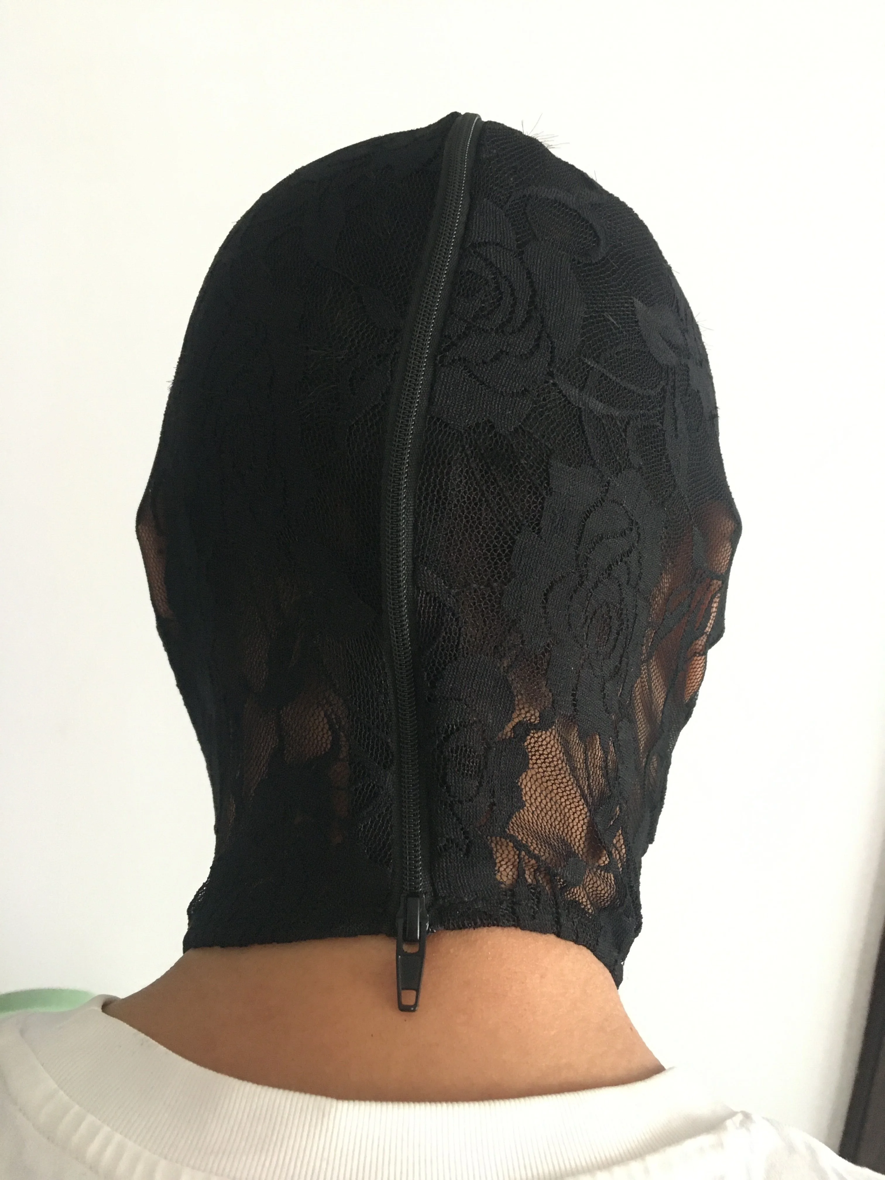 Cosplay Costume Sexy Fetish Wear Black Open Mouth Spandex Lace Full Hood Costume