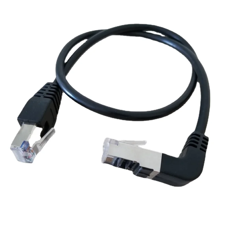 90 Degree Angle RJ45 CAT5e Male to  M/M Extension LAN Network Ethernet Cable 50cm 1pc new rj45 male to female converter 90 degree extension adapter for cat5 cat6 lan ethernet network cable connector extender