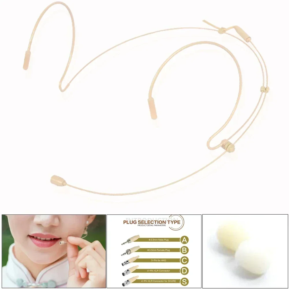 무선 바디팩 3.5mm 4핀용 고품질 이중 귀고리 헤드셋 마이크 헤드마운트 마이크