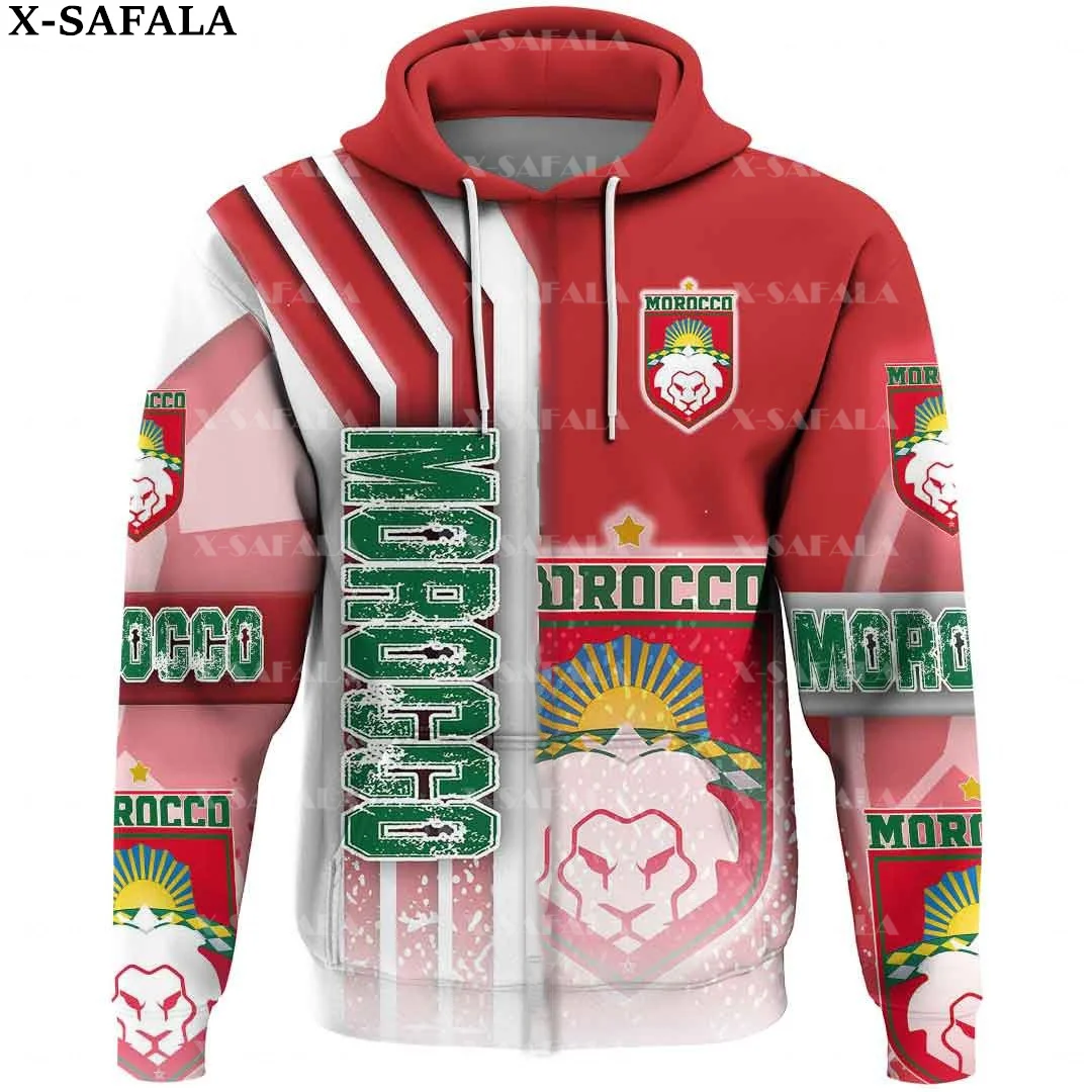 

Morocco Emblem Country National flag Spaint Style 3D Full Print Hoodie Man Women Outwear Zipper Pullover Sweatshirt Unisex-9