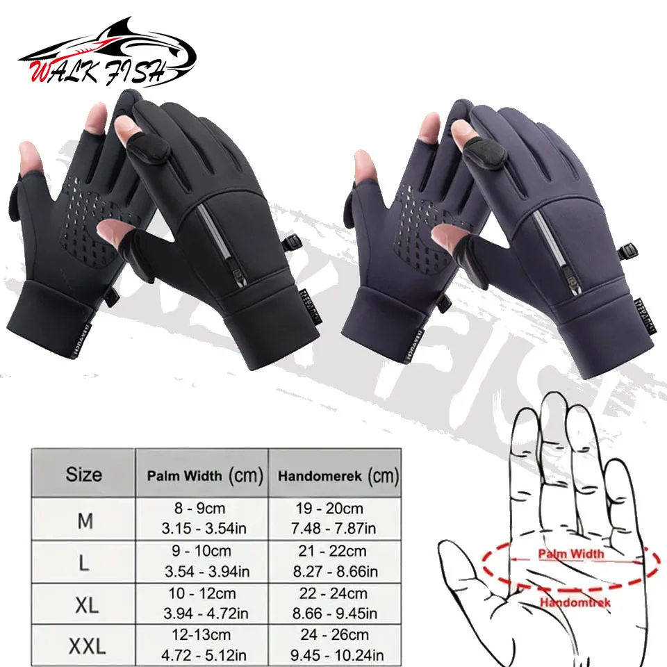 WALK FISH 1 Pair Winter Fingerless Fishing Gloves Touchscreen Windproof  Cold Weather Motorcycle Cycling Gloves For Men & Women - AliExpress