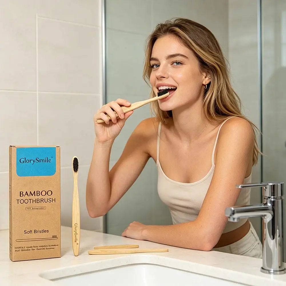 Eco-Friendly Bamboo Toothbrush Set with Charcoal-Infused Soft Bristles