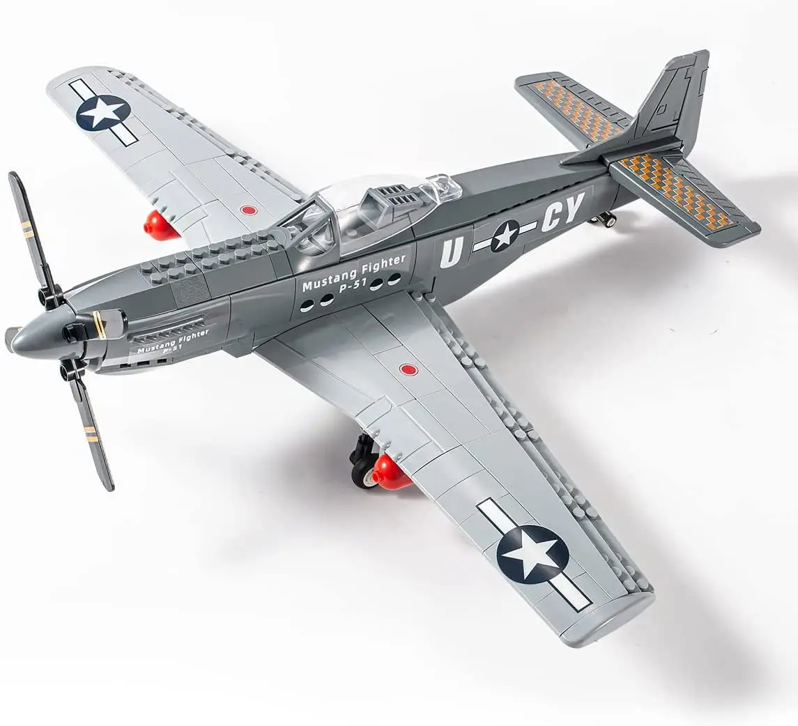 P-51 Mustang Fighter Moc Bricks Ww2 Military Airplane Construction Model Building Kit Per Adulti Blocks Gifts Kids Warcraft