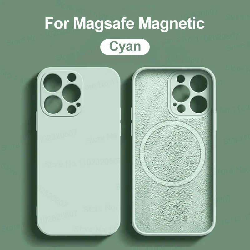 thumbnail image 1 of Liquid Silicone Magnetic Cases For iPhone 15 11 14 13 12 Pro Max Plus For Magsafe Wireless Charging Soft Cover Phone Accessories, 1 of 5