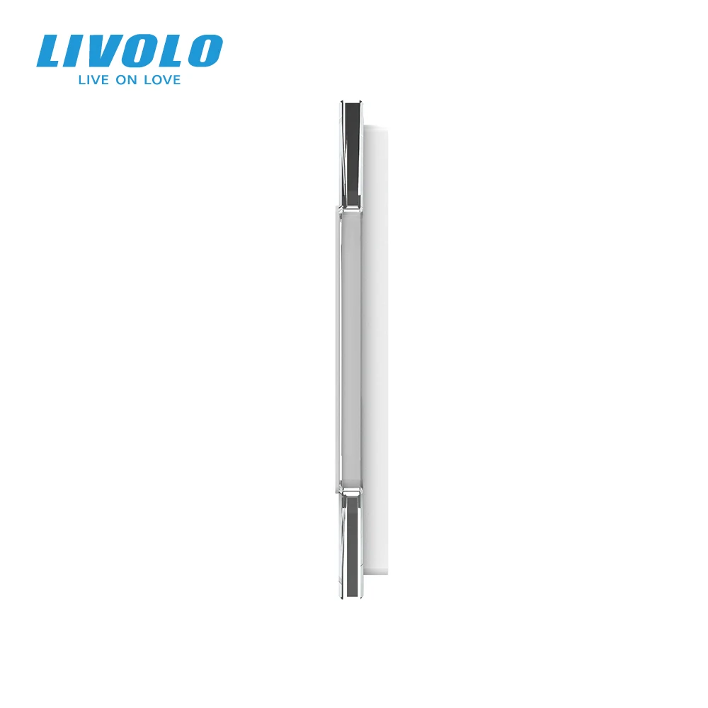 Livolo EU Standard Luxury White Pearl Crystal Glass 151mm*80mm 1Gang + 1 Frame Glass Panel Switch Tempered Glass Anti Glare smart wall switch wall touch switch socket light switch cover tempered glass frame switch glass panel