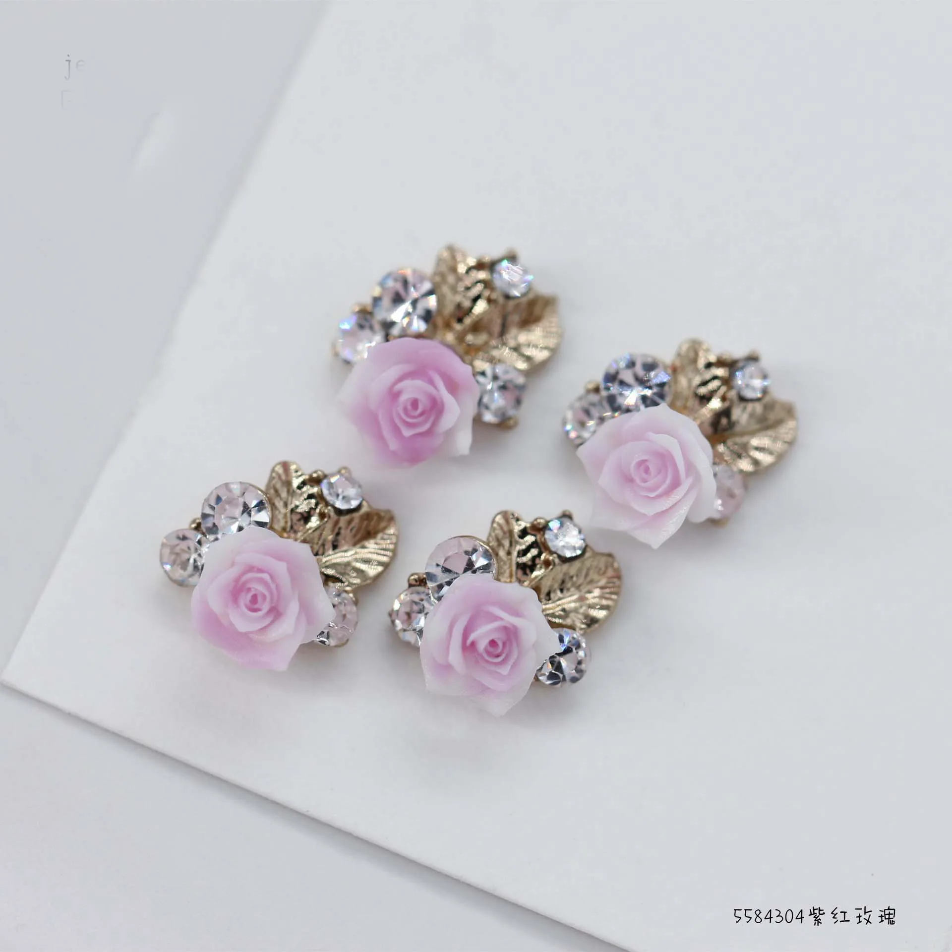 Elegant Gold Rhinestone Flower Nail Charms - 3D Crystal Nail Art Accessories
