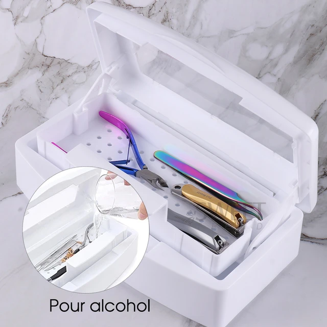 Boîte de désinfection des ongles en métal rose, outil de manucure en métal,  pincettes, plateau stérilisateur, équipement de nettoyage de Salon, SAG08 -  AliExpress