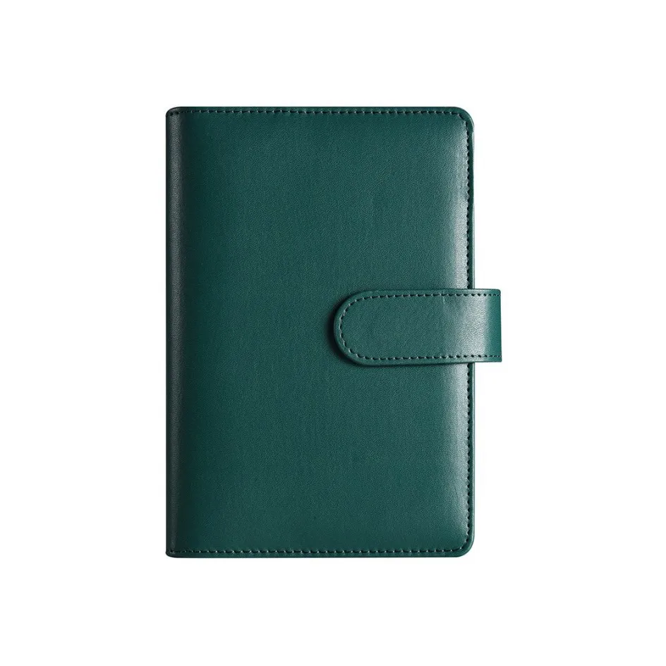 Luxurious Dark Green & Blue PU Leather 6-Ring Binder Notebook Cover - Kawaii Stationery Journal Edition