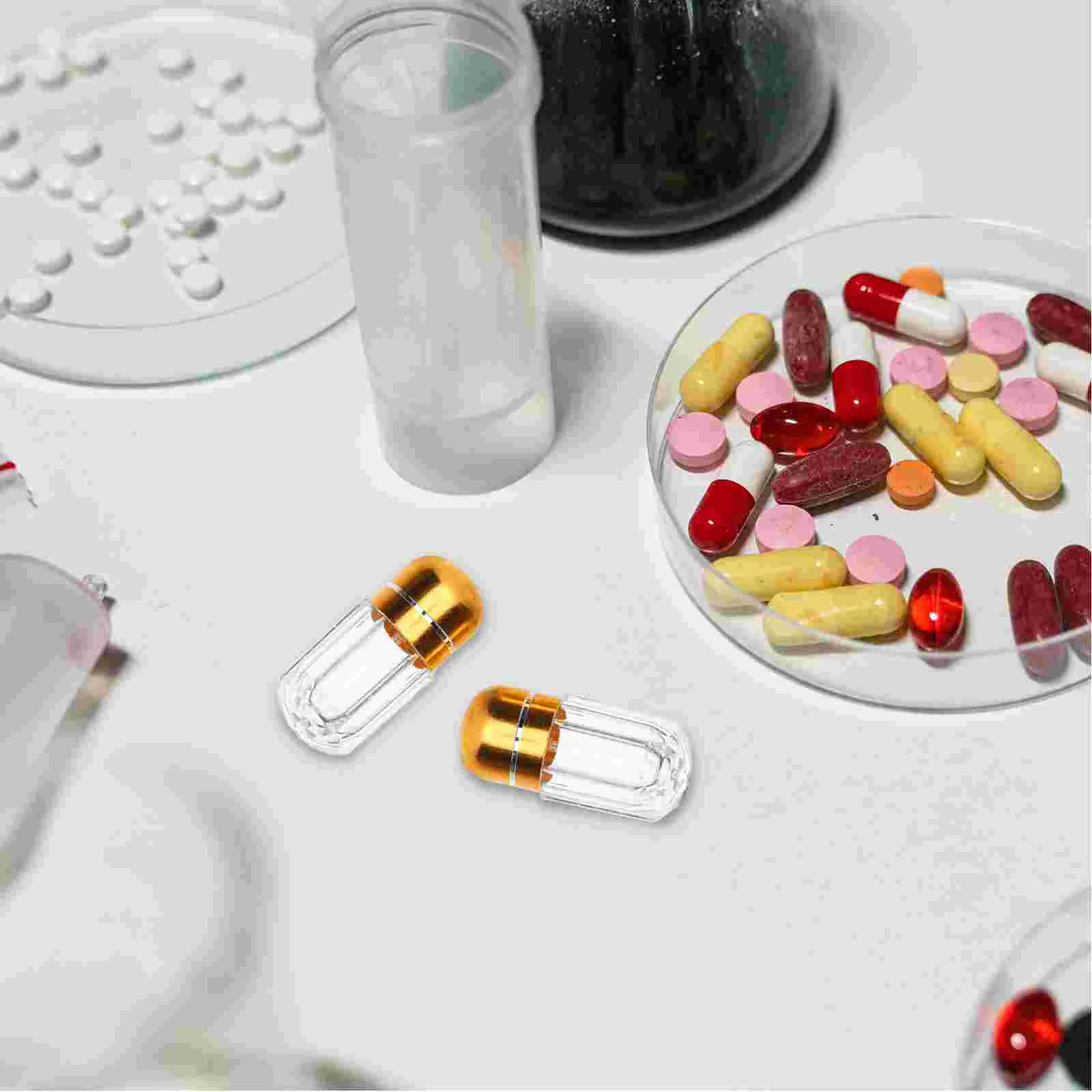 

One Capsule Bottle Pills Containers Empty Tablet Holder Sub Bottles Refillable Vial Storage Jars Powder Terrarium