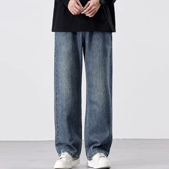 Trendy Men's Wide Fit Casual Denim Pants Trendy Loose Jeans Stylish Wide Denim Dn0715