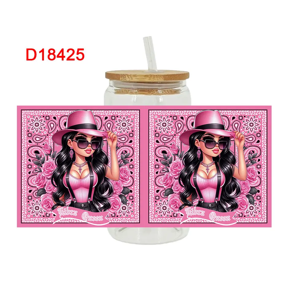 UV DTF Transfer Sticker Little Girl For The 16oz Libbey Glasses Wraps Bottles Cup Can DIY Waterproof Decals D18419