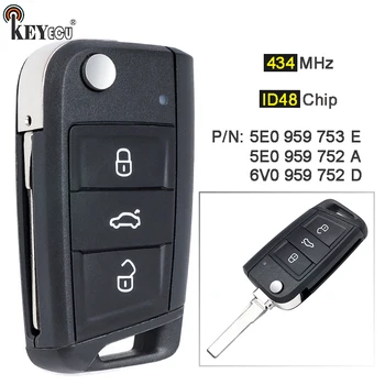 Keyforkess 434MHz ID48 Chip 5E0 959 753E / 5E0 959 752A / 6V0 959 752D Chiave A Distanza Fob per Skoda Octavia 2012-2018