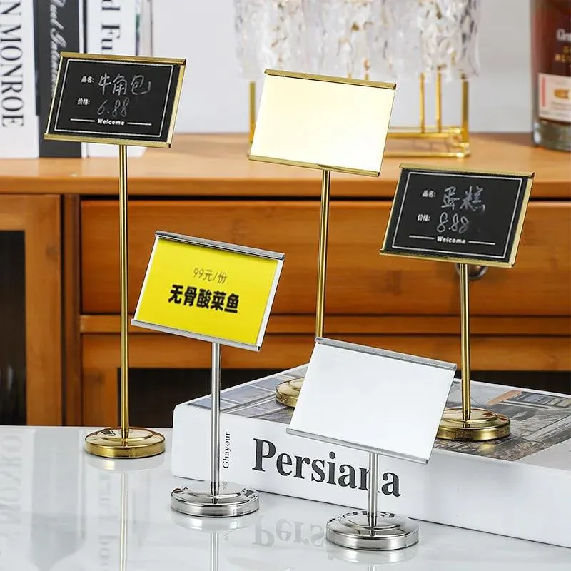 90x55mm Stainless Table Number Place Card Holder Price Label Paper Tags Metal Restaurant Menu Note Sign Holder Display Stand