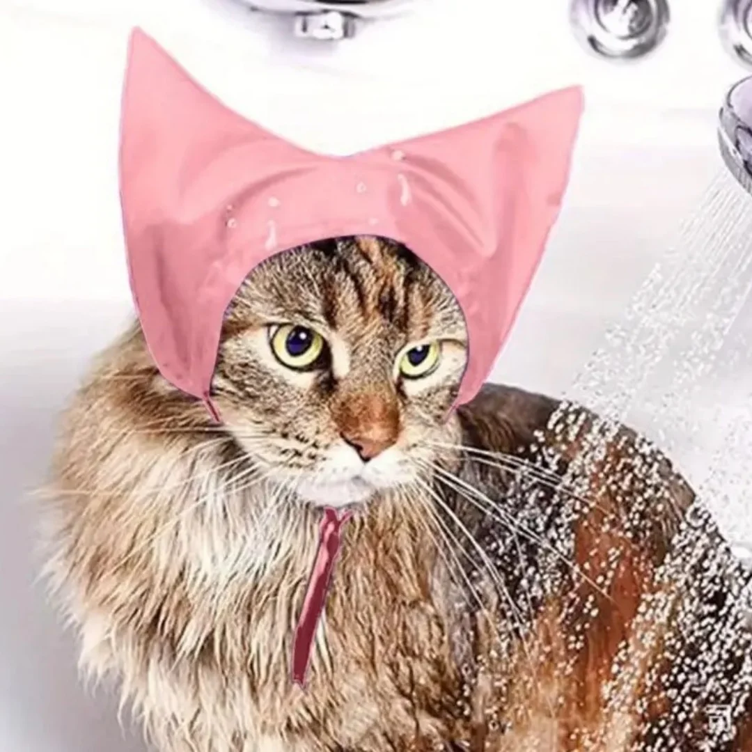 BOHUIZ Adjustable Cat Shower Cap – Waterproof Bath Cap For Ears, Keeps Cats & Small Dogs Dry During Baths - View #8
