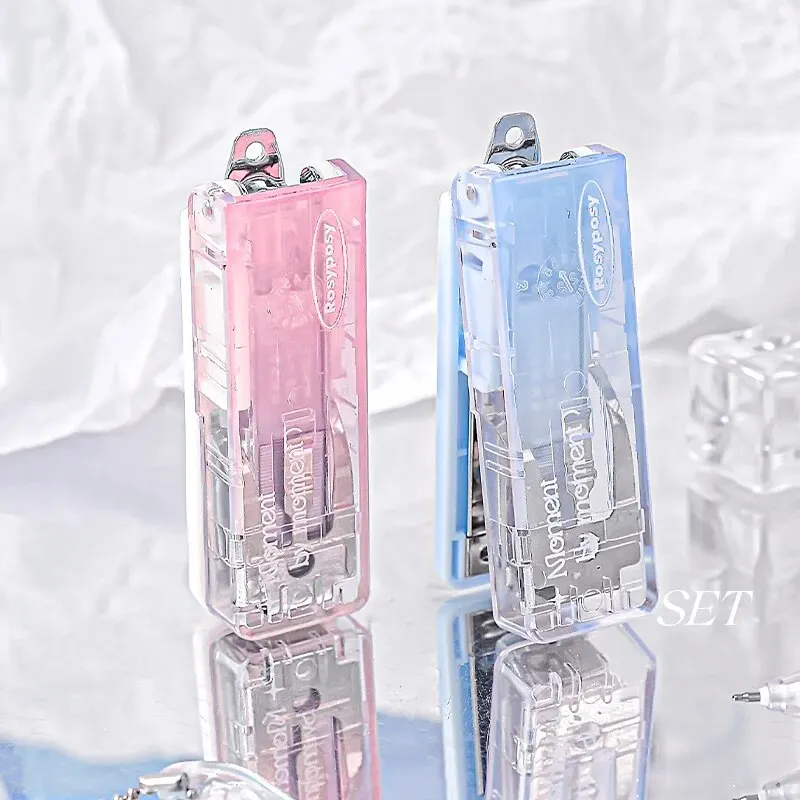 Clear INS Stapler Portable Mini High Value Gradient for Students Office Supplies Korean Bookbinding Tool 2Style push stapler mini stapler set hand stapler metal stapler