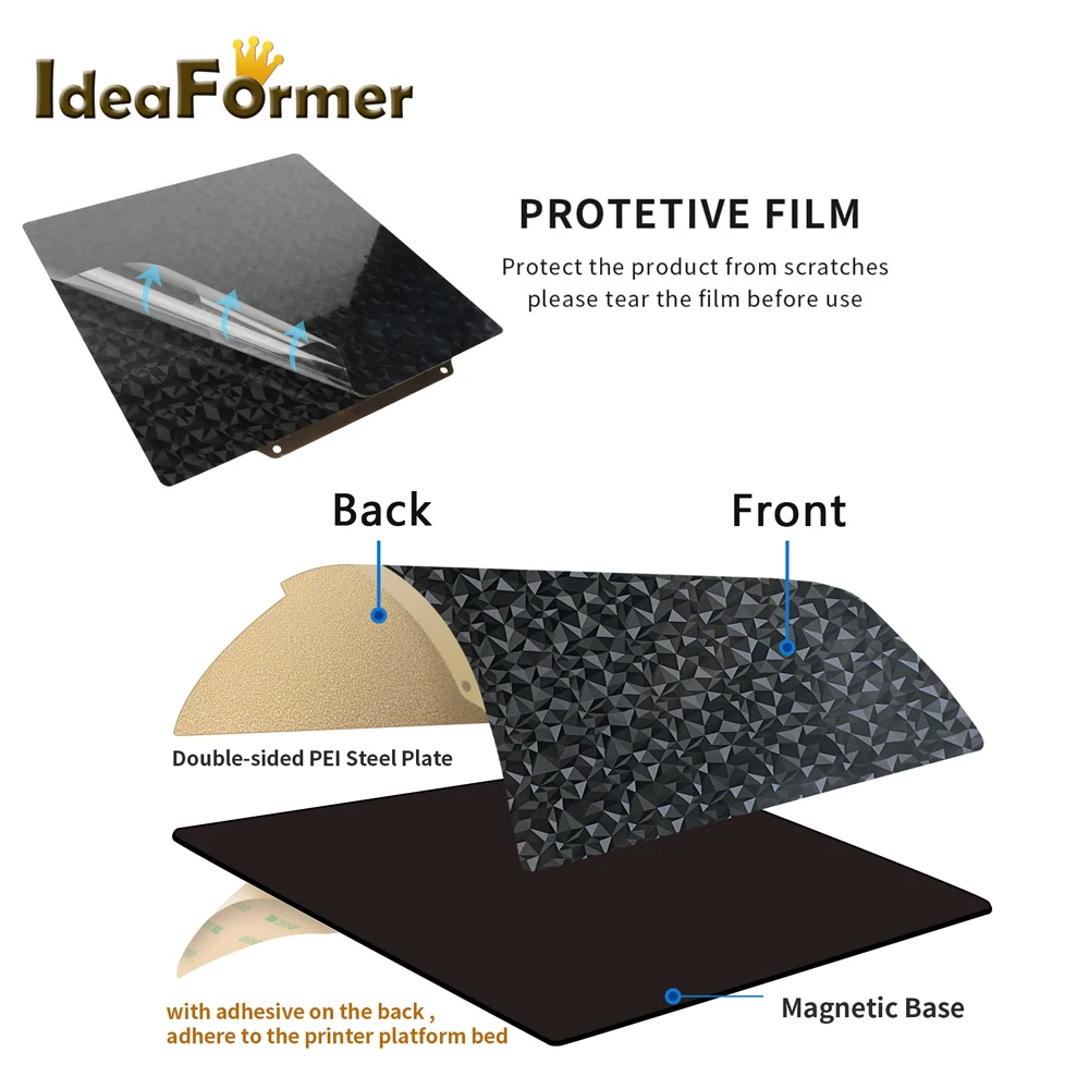 Cama Térmica Magnética Lateral Dobro Peças da Impressora 3d Placa da Construção da Cama Quente Folha Flexível Peo Animal de Estimação Pei 180 mm 220 mm 235 mm 300 mm 350 mm Ender 3 - Imagem 4