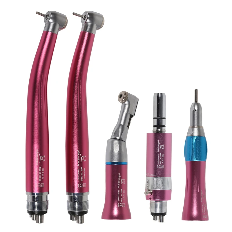 

Den tal High & Low Speed Handpiece Kit Push Button 4Hole Single Water Spray E-type Connector Pink For any lab or E-type motors