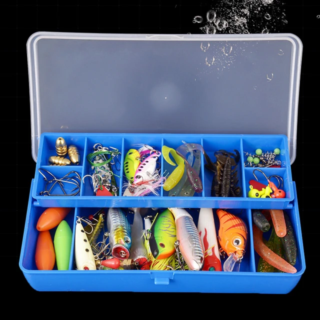 Kit de caja de aparejos de pesca, caja de accesorios de pesca portátil de 4  capas, almacenamiento de aparejos de pesca para agua dulce y agua salada