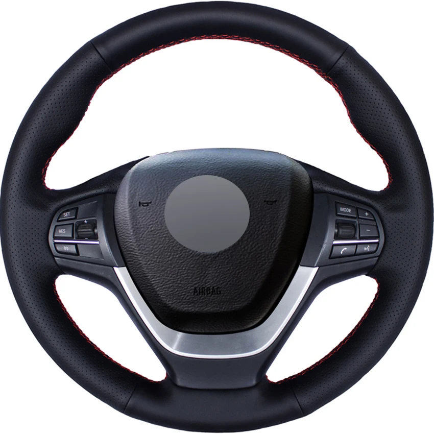 Black Pu Faux Leather Handstitched Car Steering Wheel Cover For Bmw X3