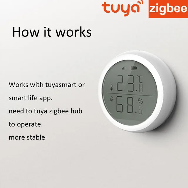 Tuya Smart ZigBee Temperature And Humidity Sensor Wireless LED Screen Display Working With Google Assistant Tuya Zigbee Hub 4