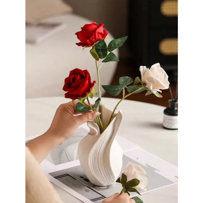 Rotating Watering Ceramic Vase - Premium Aesthetic Decor with Dry Flower Holder for Living Room Entryway , Hotel Decoration
