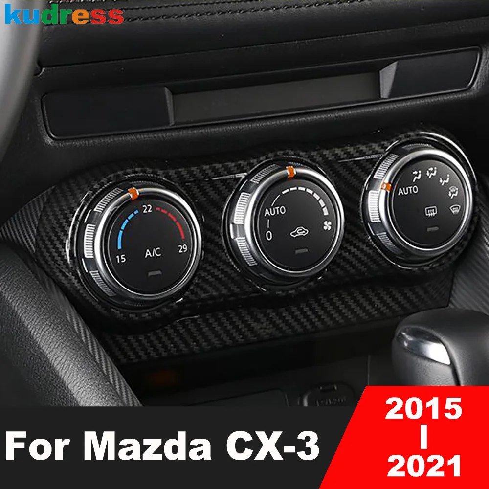 Carbon Fiber Air Conditioning Switch Cover Trim  For Mazda 2 CX-3 2016-2018 