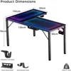 RGB LED Lights 60 Inch L Shaped Reversible Black Glass Gaming Desk Home Office Computer Table GTG L60 3