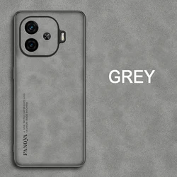 Vivo iQOO Z9 Turbo Shockproof Matte Leather Case - Skin Feel Soft Back Cover Protector for Vivo iQOO Z9 Turbo (GRAY)