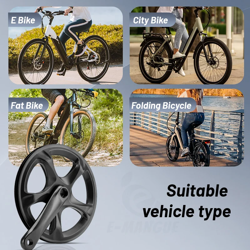 Bike Crankset 52T Single Chainring 152mm Crank Arm Set for 6/7/8 Speeds City Bike Fat Bike E-Bike Folding Accessories bike chainring bike crank bike crankset bicycle parts