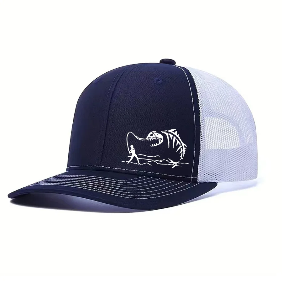 Outdoor Sports Hat Fisherman Printed Net Hat Truck Driver Slightly Curved Baseball Cap Deep Brim Hip Dance Hipster Male Cap baseball caps sports sun hats golf caps