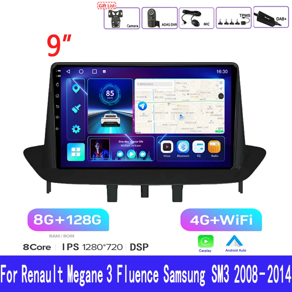 

Carmitek Android 10.0 GPS Car Radio For Renault Megane 3 Fluence Samsung SM3 2008 - 2014 Multimedia Player DSP CarPlay 8G 128G