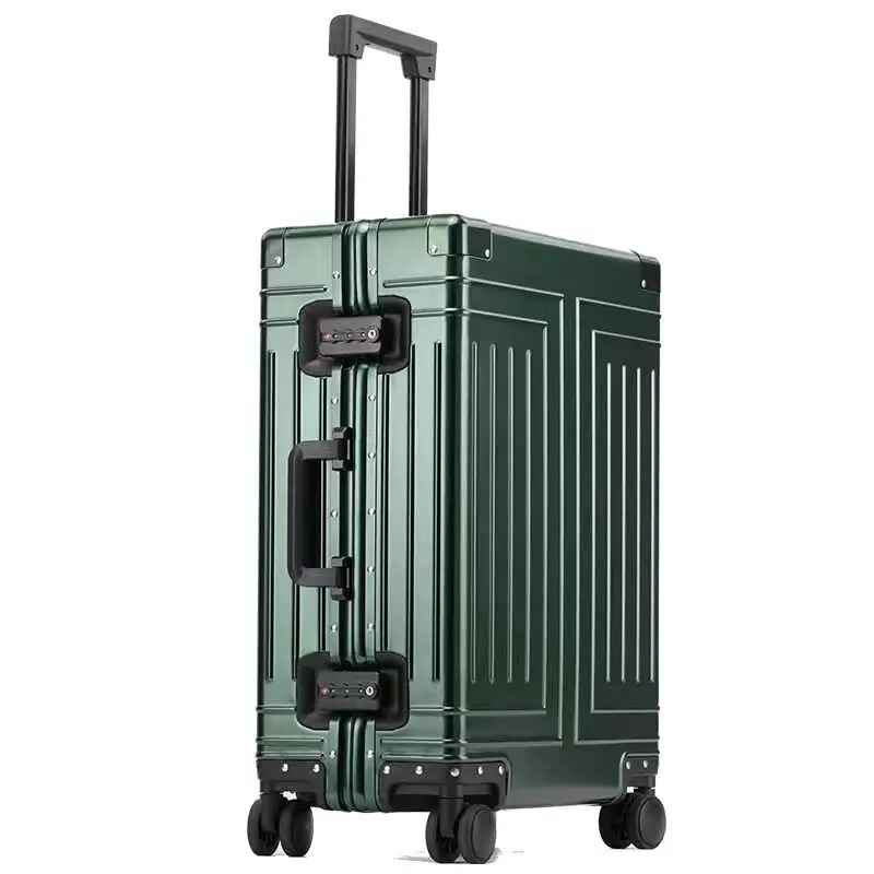 Aluminum Travel Suitcase Spinner brand Hard Trolly Case Aluminium Rolling Luggage 20"24"26"28" Inch travel luggage