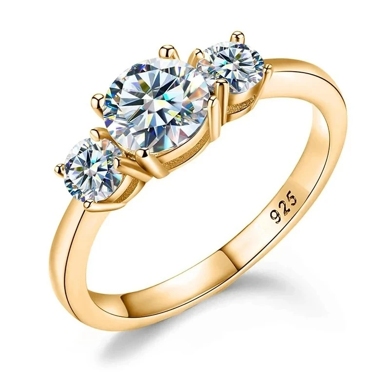 여성을위한 GRA 1.6ct 진짜 모이사나이트 다이아몬드 라운드 링 기념일 파티 고품질 고급 럭셔리 주얼리