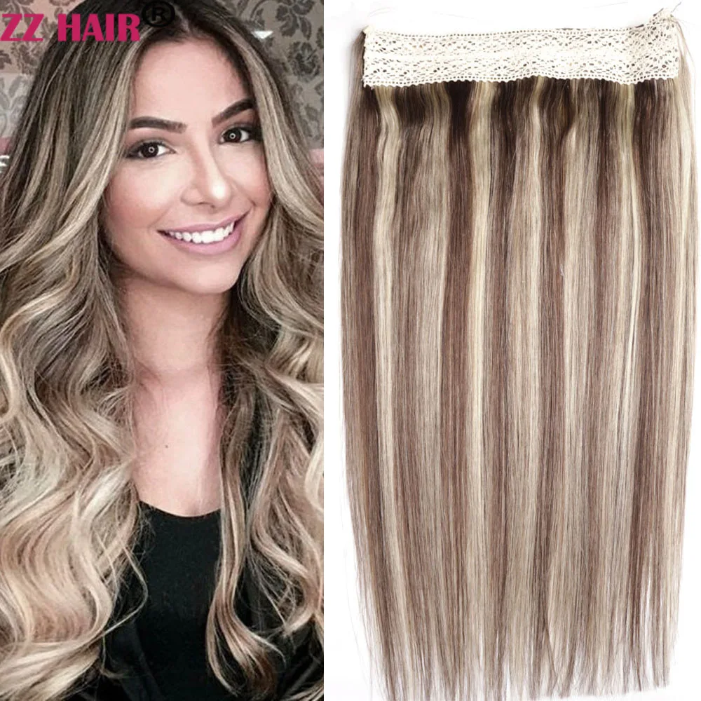 ZZHAIR Brazilian Human Remy Hair Extensions 16"-26" Fish Line 160g 180g One Piece No Clips 1pcs Set Natural Straight