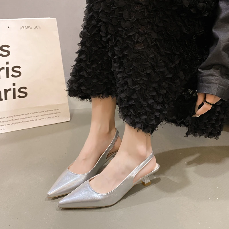 Women Slingback High Heel Luxury Sandals New Woman Fashion Designer Pointed Toe Sexy Pumps for Female Footwear Zapatos Mujer 2