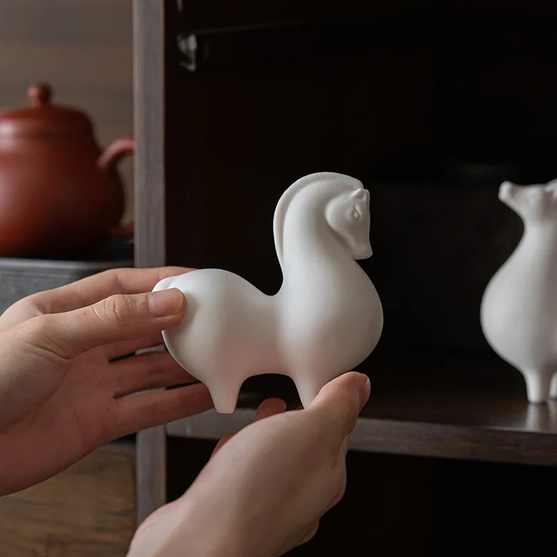 Qiao Lin-Chinese White Porcelain Horse Statue, Vintage Decorative Ceramic Art, Zen Creative Ornaments, Mascot