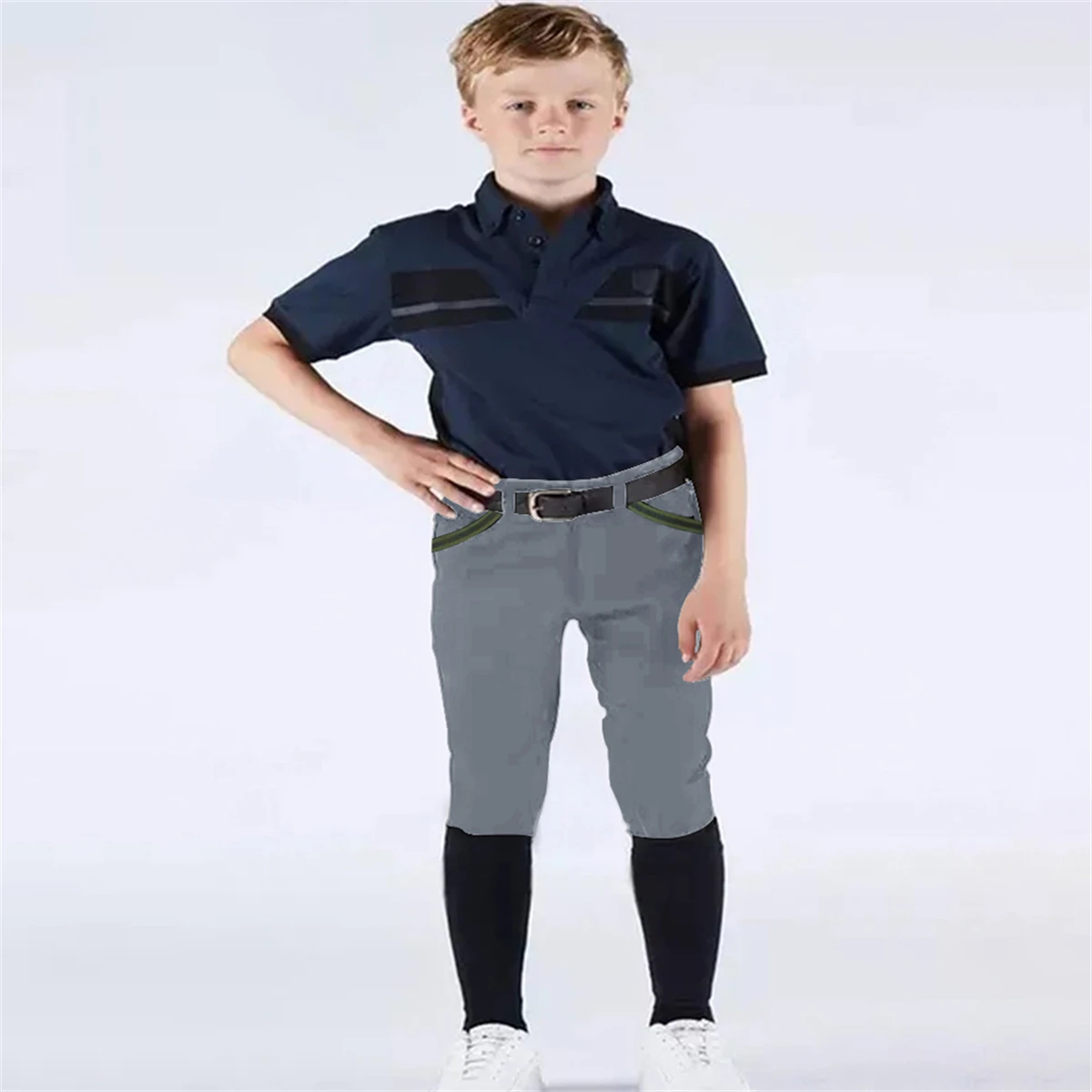 MXLLINA Equestrian Pants for Children Sport Pocket Riding Breeches Boys Horse Tights Clothes Competition Equestrian Leggings 2