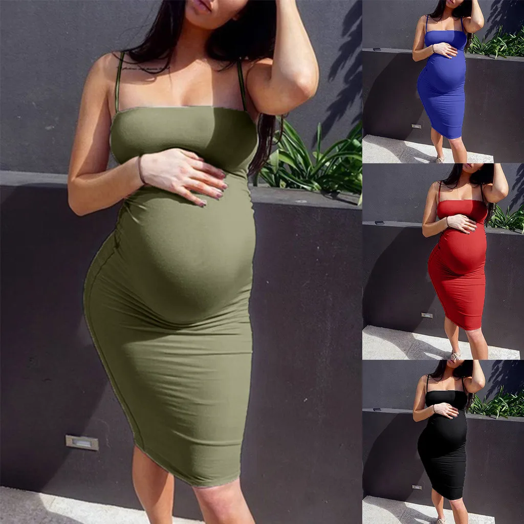 Casual Sleeveless Sundress Pregnancy Off Collar Wrap Dresses Pregnancy Clothes For Photo Shoot