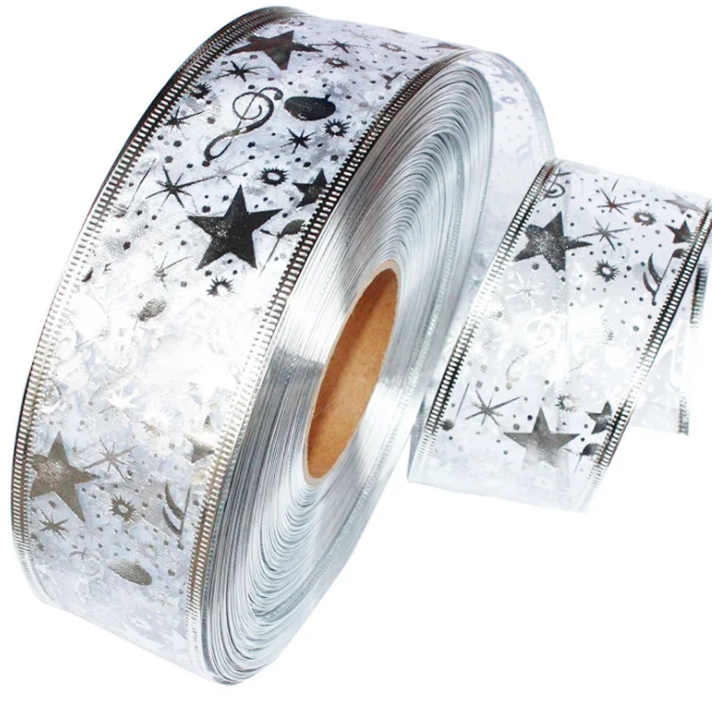 25 mètres/rouleau) ruban d'emballage cadeau en Organza à rayures blanches de 15mm rubans brillants de mariage de haute qualité ruban de bricolage fait à la main pour l'artisanat  15