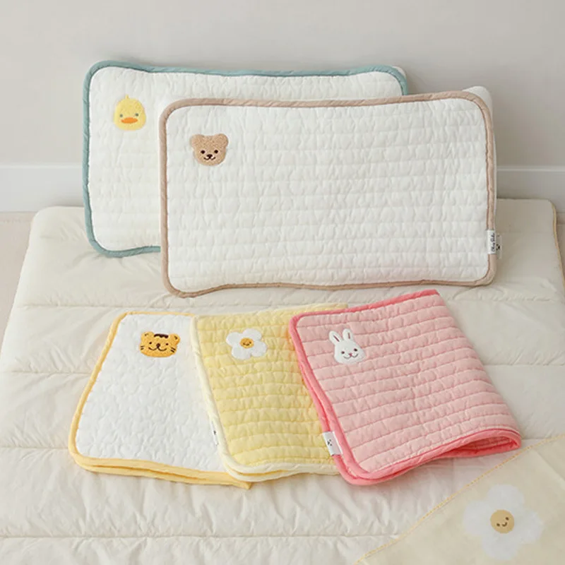 Cartoon Pillowcase for Baby Breathable Cotton Pillow Dustproof Case Embroidered Flat Pillow 30x50cm Infant Pillow Cover 2